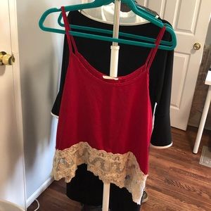 Haute Society Red Tank Top with lace trim
